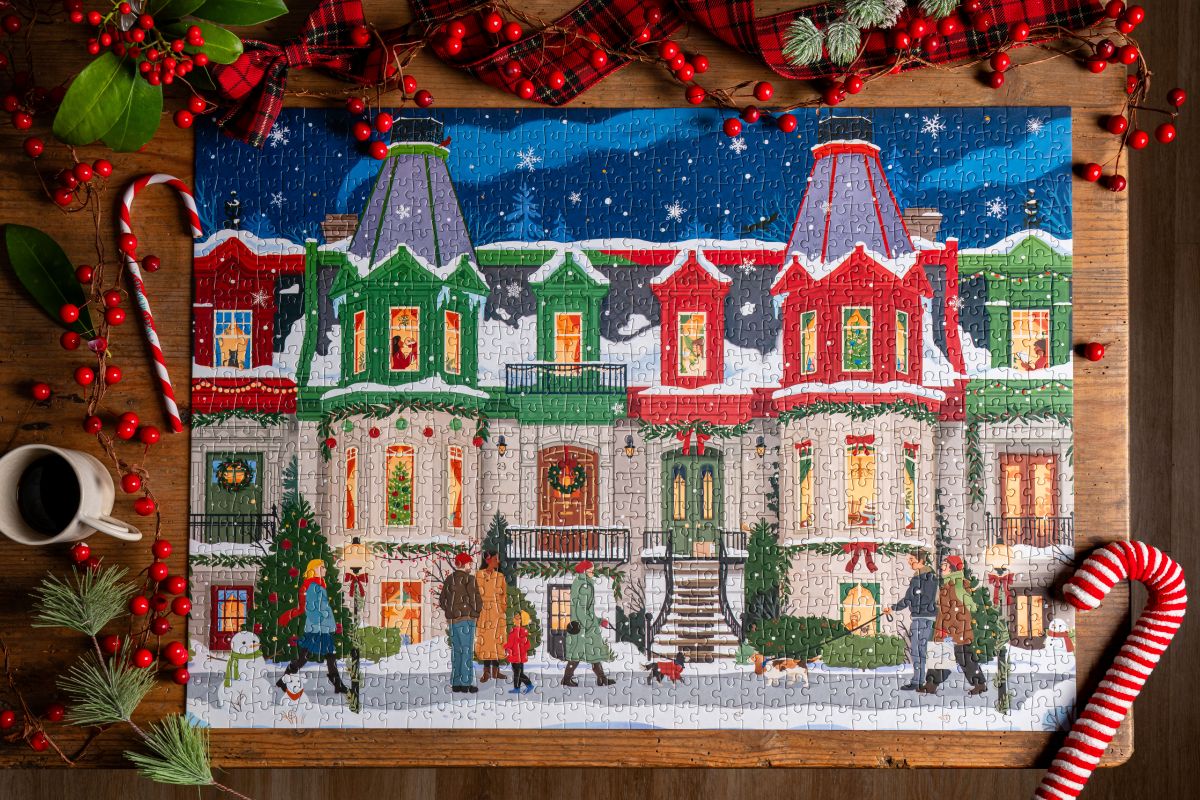 puzzle monté puzzle december avenue de 1000 pièces, puzzle Noël, puzzle nicolle lalonde