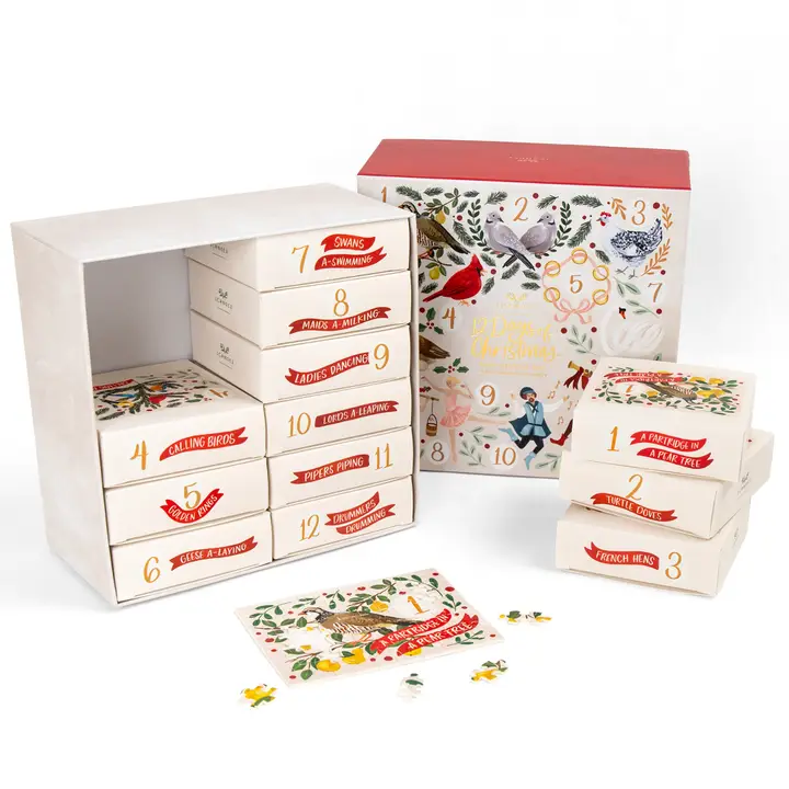 boites calendrier de l'avent puzzle 12 days of christmas de 1canoe2 de 12x50 pieces