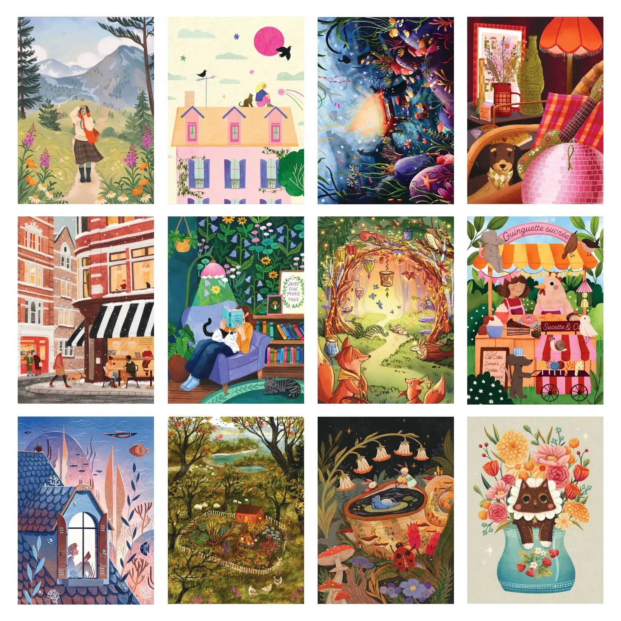 Illustrations du coffret de minis puzzles Trevell multi artiste