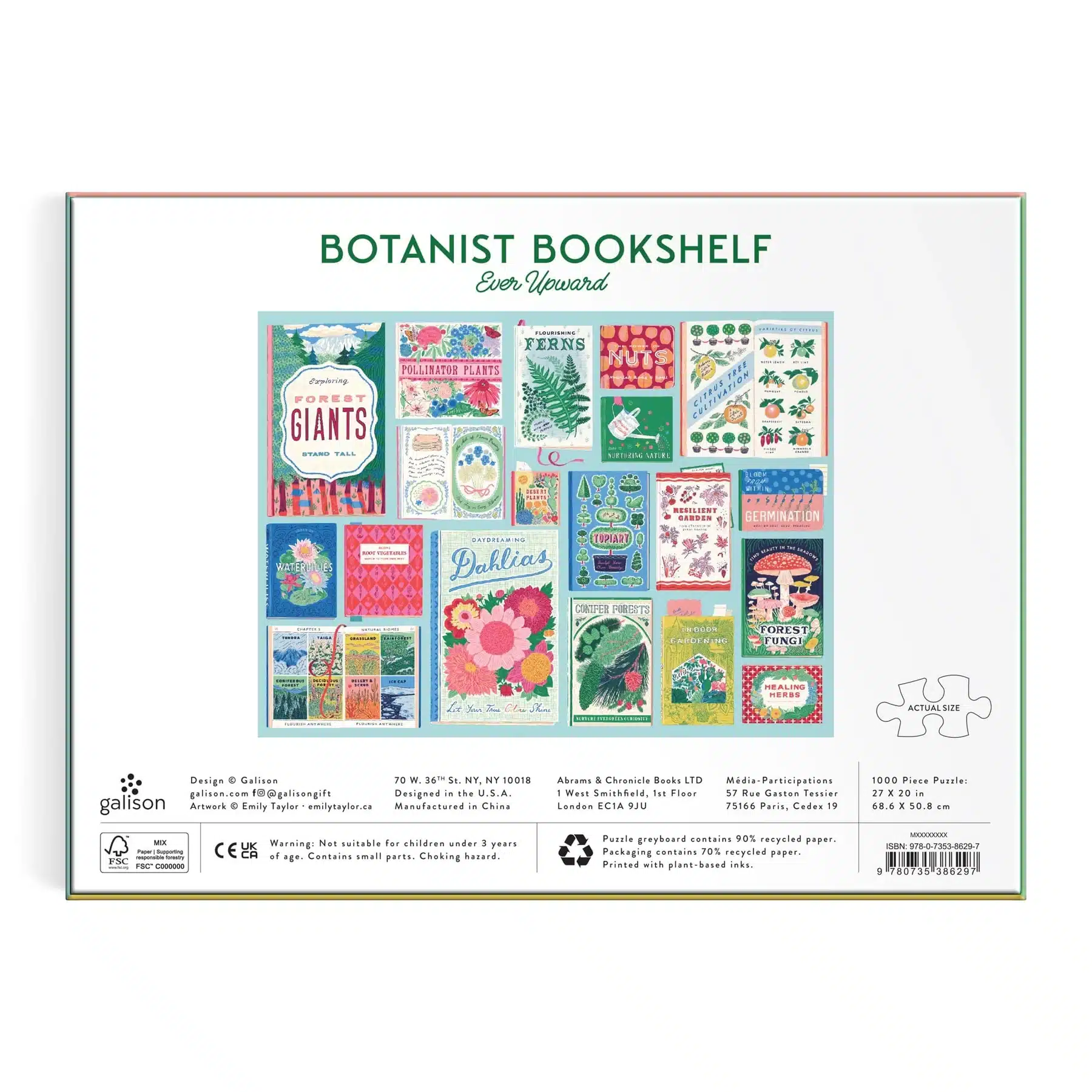 puzzle galison Botanist Bookshelf 1000 Pieces dos