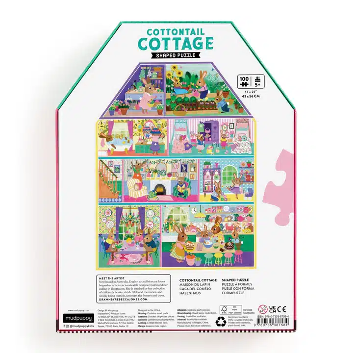 puzzle mudpuppy Cottontail Cottage 100 pieces dos